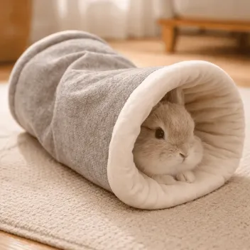 Tunnel pour lapins &ndash; Tunnel douillet en tissu, lit et cachette