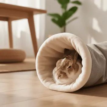 Tunnel pour lapins &ndash; Tunnel douillet en tissu, lit et cachette