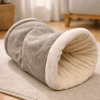 Tunnel pour lapins &ndash; Tunnel douillet en tissu, lit et cachette - Bubimex