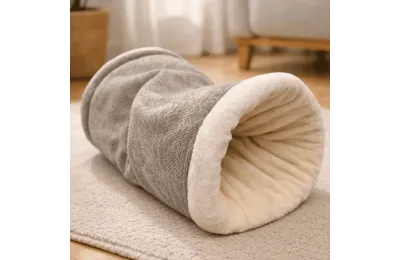 Tunnel pour lapins &ndash; Tunnel douillet en tissu, lit et cachette - Bubimex