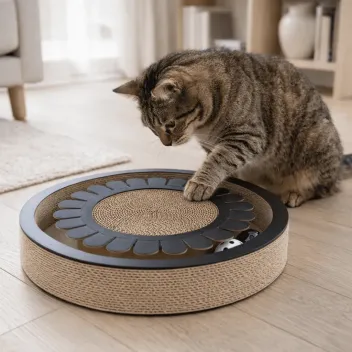 Gioco con palline e tiragraffi a forma di fiore (nero o bianco)