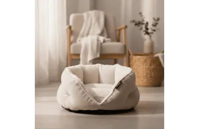 Lit pani&egrave;re pour chats en velours c&ocirc;tel&eacute; &ndash; Cocooning, confortable et lavable - District 70