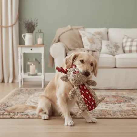 Soft Plush Dog Toy &ndash; Reindeer Shape &ndash; Standard Size