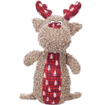 Soft Plush Dog Toy – Reindeer Shape – Standard Size - Flamingo