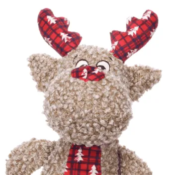 Jouet chien peluche douce &ndash; forme de r&ecirc;ne &ndash; avec couinement &ndash; taille standard - Flamingo