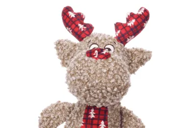 Jouet chien peluche douce &ndash; forme de r&ecirc;ne &ndash; avec couinement &ndash; taille standard - Flamingo