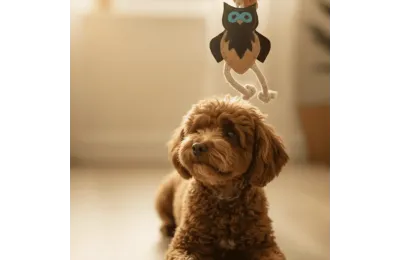 Natural toy for puppies and small dogs &ndash; suede owl with ropes - Funny Zoo