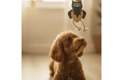 Natuurlijk speelgoed voor puppy&rsquo;s en kleine honden &ndash; uil van su&egrave;de met touwen - Funny Zoo