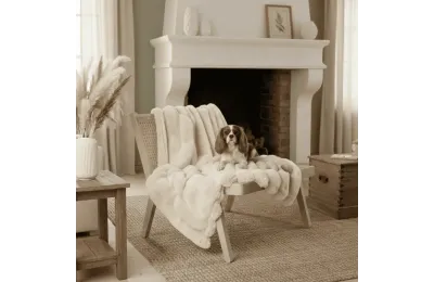 Manta suave para perros y gatos &ndash; efecto piel sint&eacute;tica &ndash; crema o topo