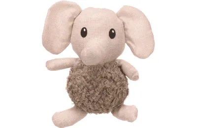 Kuscheltier Elefant f&uuml;r Welpen und kleine Hunde &ndash; weicher Pl&uuml;sch in Beige  &ndash; Flamingo