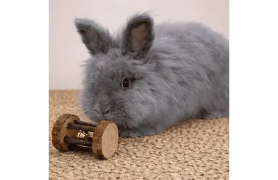 Jouet naturel en bois d&rsquo;&eacute;corce avec clochette &ndash; pour lapins et petits rongeurs