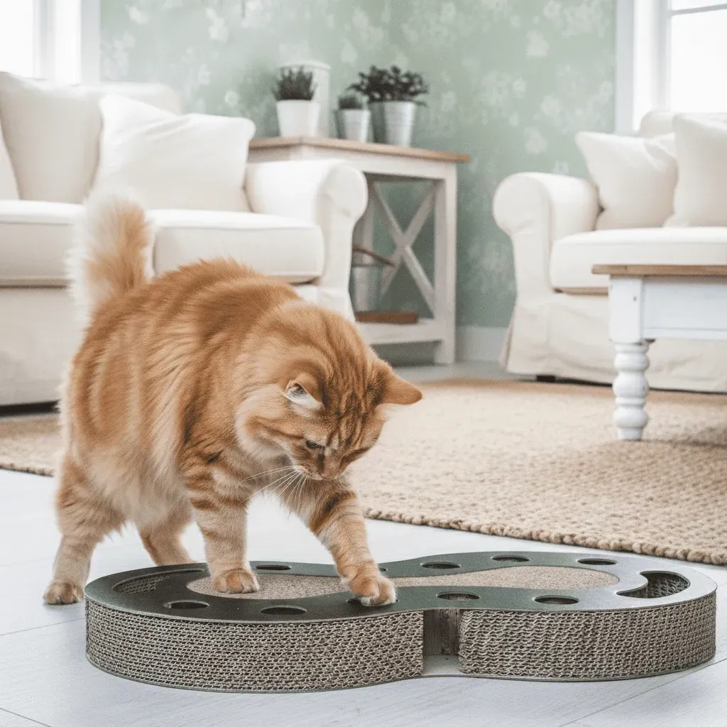 Ball track toy and scratching board for cats &ndash; Wavy shape (black or white) - District 70