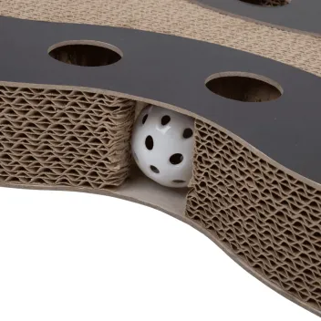 Ballen vangspel en krabplank voor katten &ndash; Golvende vorm (zwart of wit) - District 70