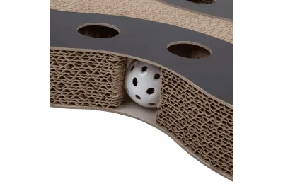 Juego atrapa pelotas y rascador para gatos &ndash; Forma ondulada (negro o blanco) - District 70