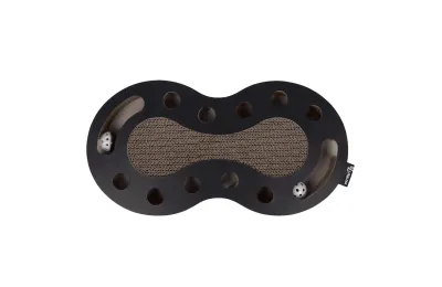 Gioco cattura palline e tiragraffi per gatti &ndash; Forma ondulata (nero o bianco) - District 70