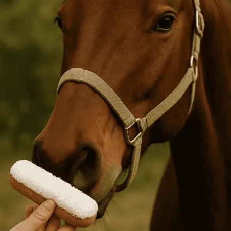 Anti-Gaspi : Biscuit Gourmand pour Chevaux &ndash; &Eacute;clair Noix de Coco avec Gla&ccedil;age & Herbes