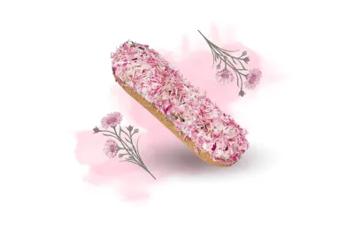 Anti-Waste: Gourmet Horse Biscuit &ndash; Pink Cornflower &Eacute;clair with Icing & Herbs - Candy Horse