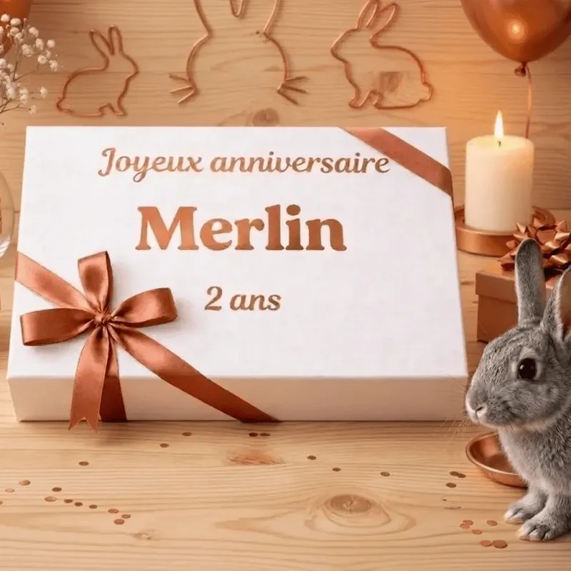 Grand coffret anniversaire personnalis&eacute; pour lapin