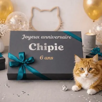 Gran caja de cumplea&ntilde;os personalizada para gatos