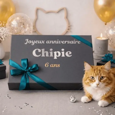 Gran caja de cumplea&ntilde;os personalizada para gatos