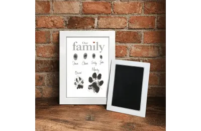 Family and pet paw print keepsake frame