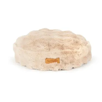 Coussin rond moelleux pour chat &ndash; lit doux et design (taupe ou champagne) - Scruffs