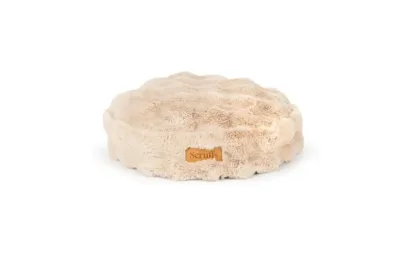 Coussin rond moelleux pour chat &ndash; lit doux et design (taupe ou champagne) - Scruffs