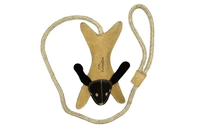 Interactive rabbit dog toy with rope &ndash; tug toy with handle - Funny Zoo