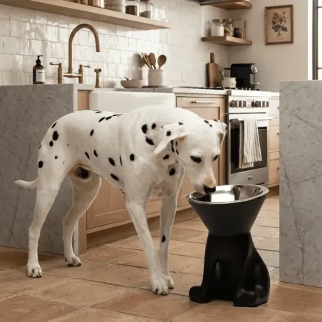 Verhoogde design voerbak voor hond met uitneembare RVS kom &ndash; 1100 ml