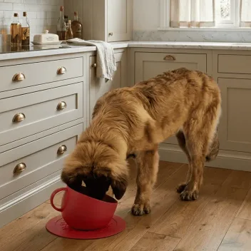 Ciotola anti-schizzi per cani con tappetino antiscivolo &ndash; design a tazza (rosso) - United Pets
