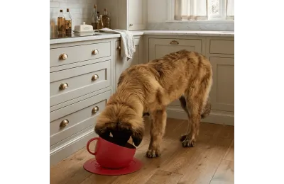 Hundenapf anti-spritzend rot mit rutschfester Matte &ndash; Tassen-Design - United Pets