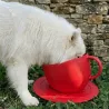 Anti-spat voerbak voor hond rood met antislipmat &ndash; bekerdesign