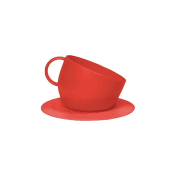 Ciotola anti-schizzi per cani con tappetino antiscivolo – design a tazza (rosso) - United Pets