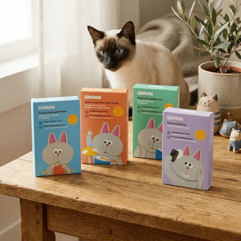 Pack gourmand Canumi pour chat &ndash; sardines, thon, maquereau & foie de lotte &ndash; 4 bo&icirc;tes naturelles