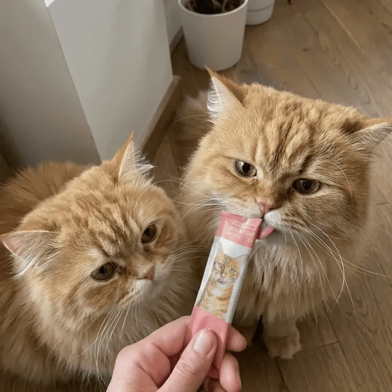 Romige kattensnacks in sticks &ndash; kip & kaas of zalm & krill &ndash; x4 (60 g)