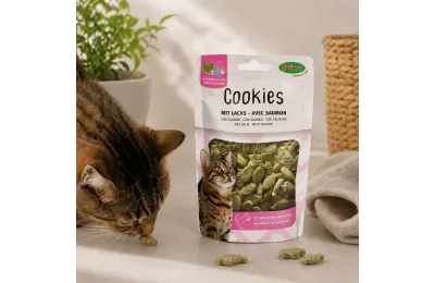 Galletas para gatos con hierba gatera y salm&oacute;n &ndash; forma de pez &ndash; 50 g