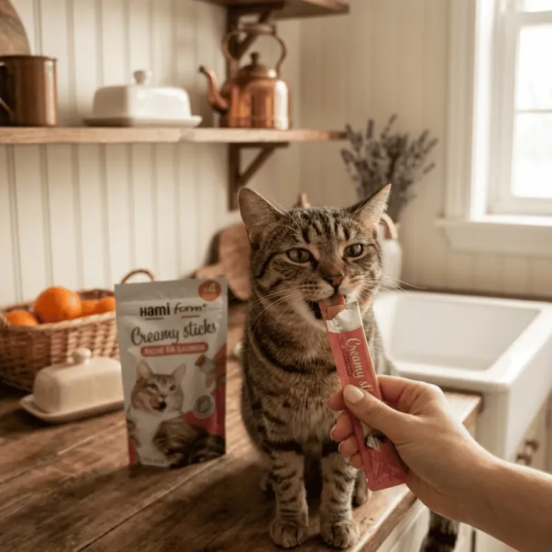 Pack 4 friandises cr&eacute;meuses pour chats au saumon &ndash; Creamy Sticks (60 g)