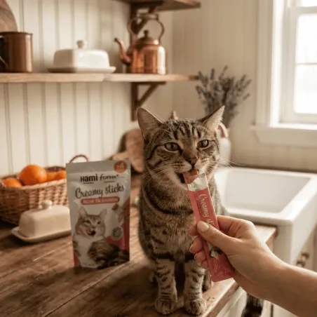 Pack of 4 creamy cat treats with salmon &ndash; Creamy Sticks (60 g) - Hamiform