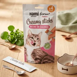 Pack 4 cremige Katzenleckerlis mit Lachs &ndash; Creamy Sticks (60 g) - Hamiform