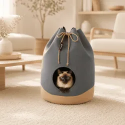 Casa cocooning para gatos de pelo sint&eacute;tico ultra suave &ndash; refugio Baluchon