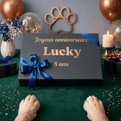 Grand coffret anniversaire personnalis&eacute; pour chien &ndash; chiens moyens et grands