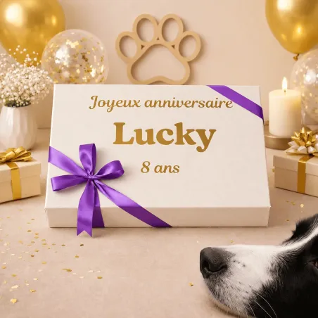Coffret anniversaire personnalis&eacute; pour chien &ndash; coffret moyen