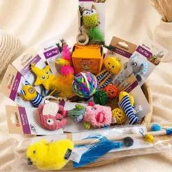 Pack jouets chat &ndash; 16 jouets avec cataire et plumes