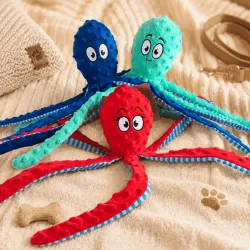 Plush octopus dog toy with squeaker &ndash; 1 piece &ndash; colour of your choice