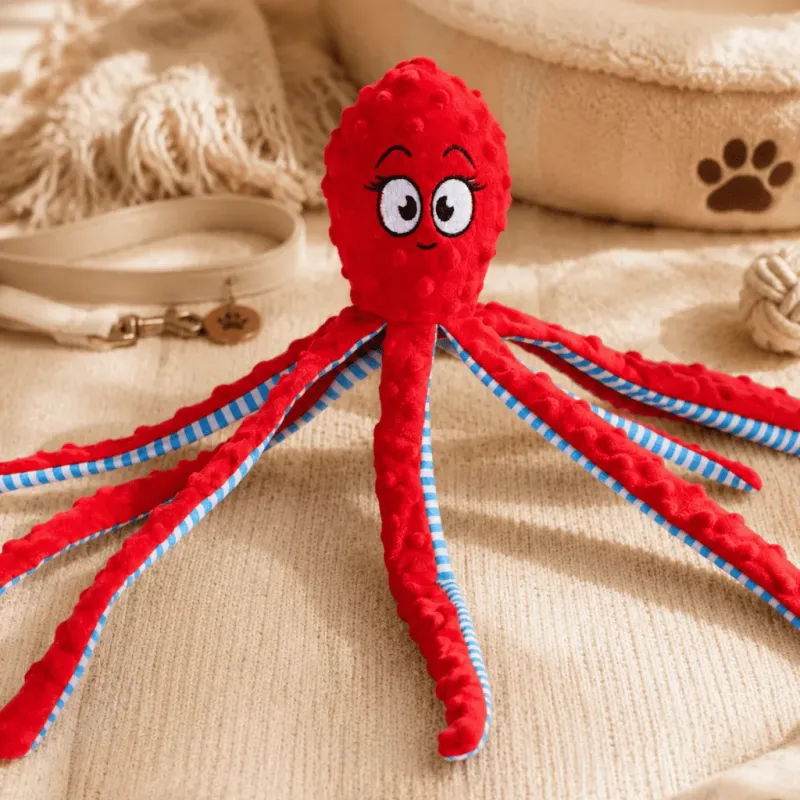 Juguete pulpo de peluche para perro con squeaker &ndash; 1 pieza color a elegir | Merlin&Cie