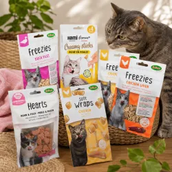 Confezione Golosa Pollo + Anatra | 6 Snack Premium per Gatti | Delizie Cremose e Liofilizzate