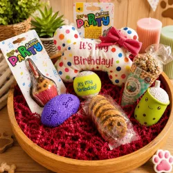 Grand coffret anniversaire personnalis&eacute; pour petit chien - Merlin&Cie