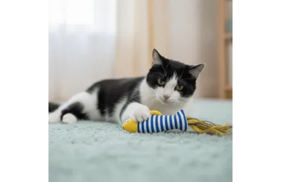 Gele Vis Kattenspeeltje met Kattenkruid & Lintjes | Merlin&Cie