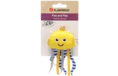 Octopus Cat Toy | Yellow with Catnip & Bell | Lightweight Indoor Play &ndash; Flamingo