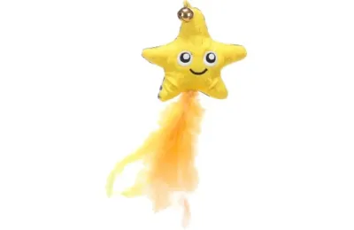 Feather Star Cat Toy | Yellow with Catnip & Bell | 8 &times; 2.8 &times; 9.5 cm